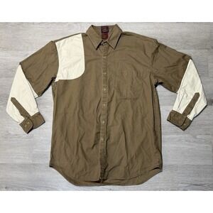 Vintage Duxbak Shooting Button Up Shirt Mens L Brown Field Cotton Long Sleeve